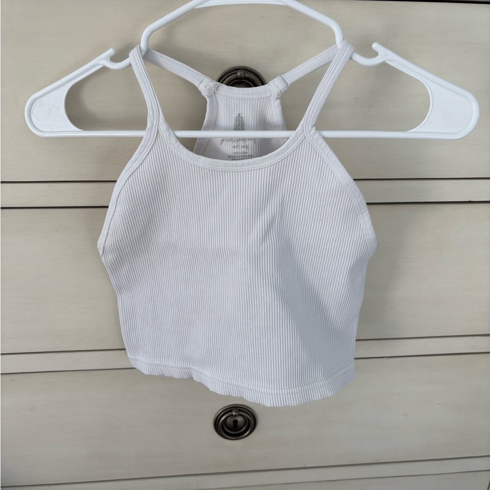 White Ribbed Women's Crop Top